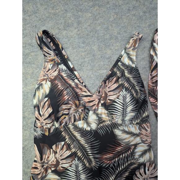 Hurley One Piece Rash Guard Set L/XL Black Floral Long Sleeve SPF 50+ Swim Suit - Picture 4 of 9